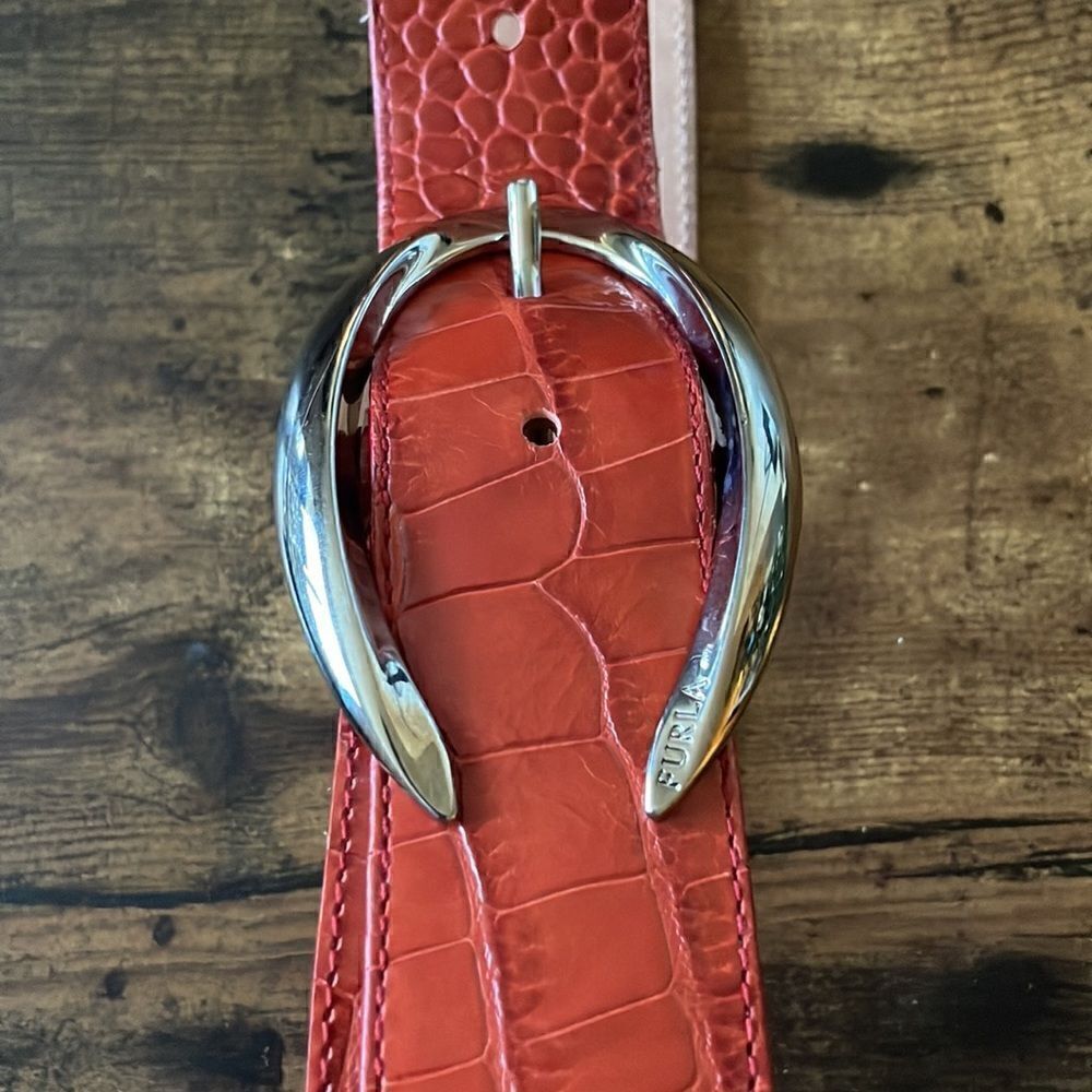 FURLA Orange Leather Statement Belt / like New